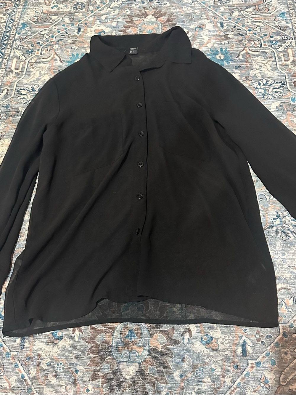 Forever 21 Black Long-Sleeve Button Down Shirt